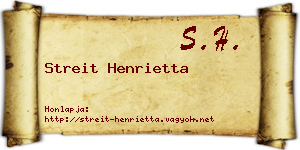 Streit Henrietta névjegykártya